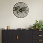 Wallity Reloj de Pared Metálico APS018, Elegante Decoración de Acero Negro 49x49 cm con Mecanismo Silencioso para Hogar y Oficina